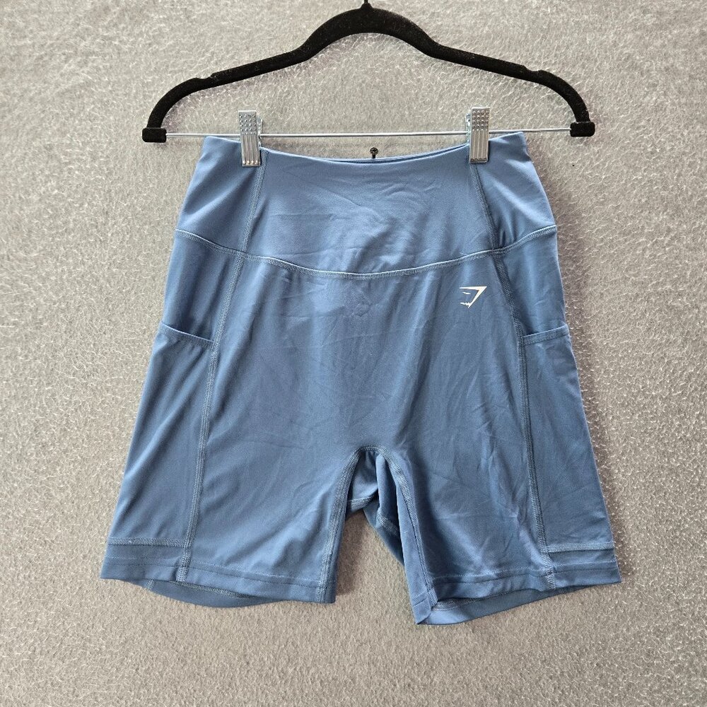 Gymshark Blue High-Waist Athletic Bike Shorts
